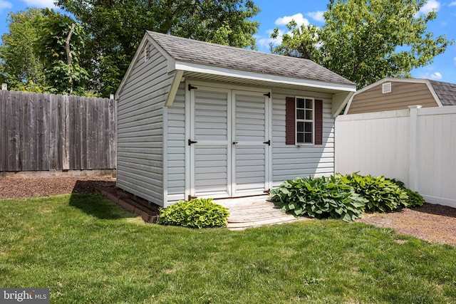 view of shed
