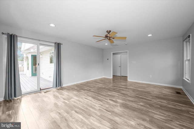4211 Springview, Jefferson, MD 21755 - empty room featuring wood finished floors, a ceiling fan, baseboards, and recessed lighting