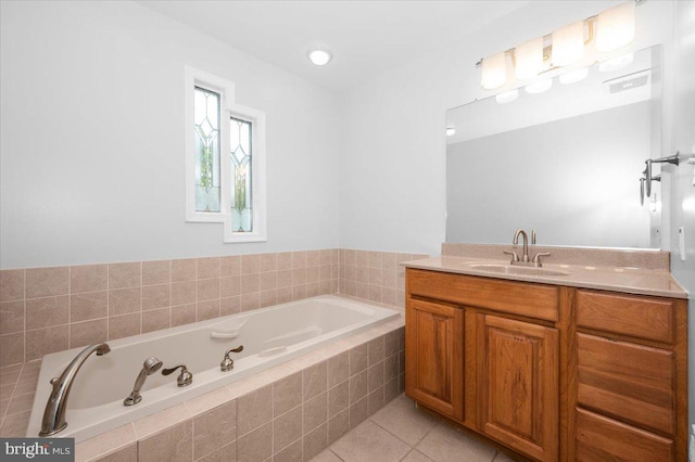 4211 Springview, Jefferson, MD 21755 - bathroom featuring a garden tub, vanity, and tile patterned floors
