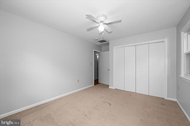 4211 Springview, Jefferson, MD 21755 - unfurnished bedroom featuring carpet, baseboards, a closet, and a ceiling fan