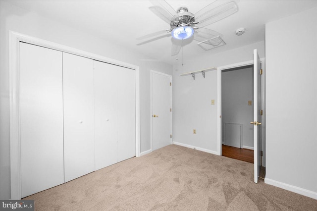 4211 Springview, Jefferson, MD 21755 - unfurnished bedroom with carpet, a closet, a ceiling fan, and baseboards
