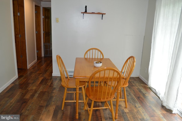 dining room featuring wood finished floors and baseboards