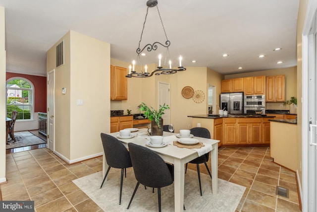 2200 Exeter Ct, Fallston, MD 21047 - dining room featuring a chandelier, recessed lighting, and baseboards