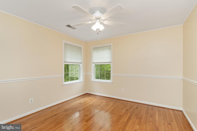 2200 Exeter Ct, Fallston, MD 21047 - unfurnished room with wood-type flooring, baseboards, ornamental molding, and a ceiling fan
