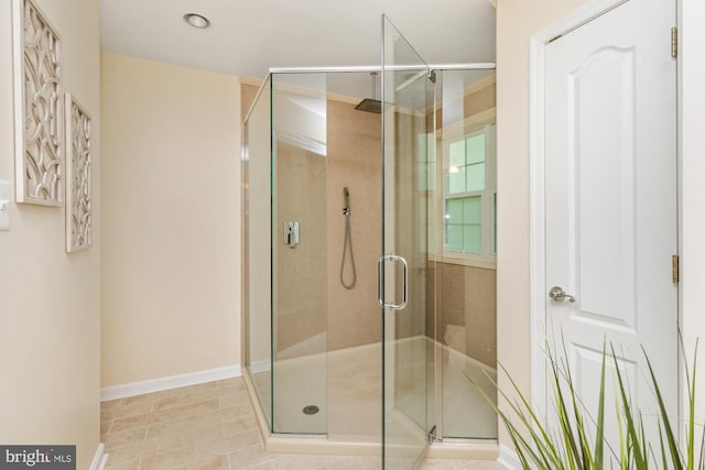 2200 Exeter Ct, Fallston, MD 21047 - bathroom featuring a stall shower and baseboards