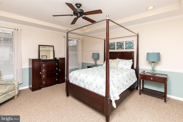 31766 Chablis Ln Unit 76, Lewes, DE 19958 - bedroom featuring light colored carpet, baseboards, a raised ceiling, ornamental molding, and recessed lighting