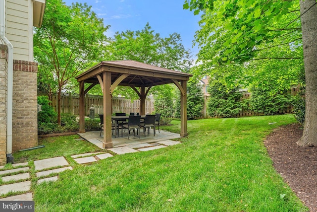 view of yard with a gazebo and a patio area
