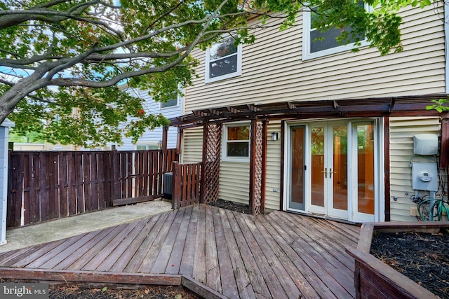 8838 Cross Country Pl, Gaithersburg, MD 20879 - wooden terrace featuring french doors and fence