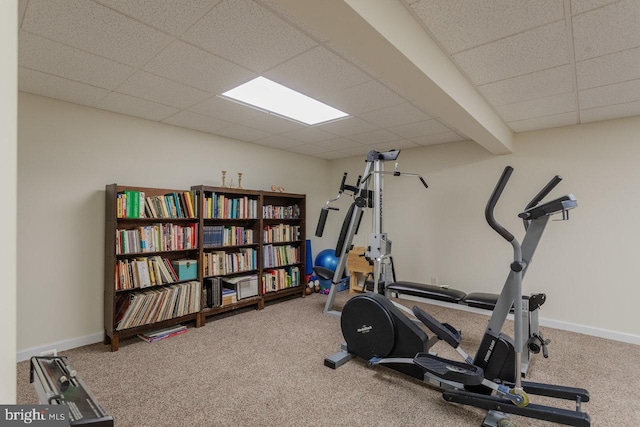 2799 Greenway Ct, Rockingham, VA 22802 - workout room featuring carpet flooring and a paneled ceiling
