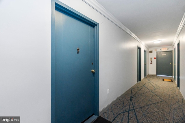 922 24th St NW Unit 806, Washington, DC 20037 - corridor featuring ornamental molding, baseboards, and carpet flooring