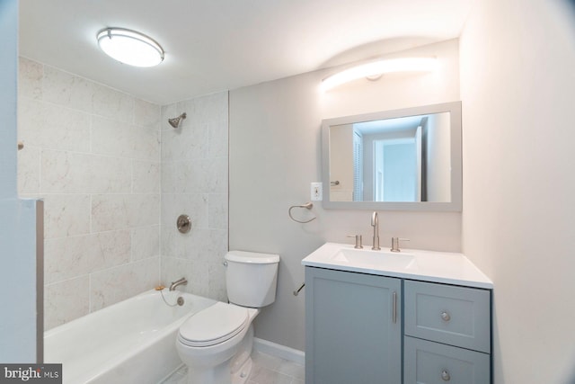 922 24th St NW Unit 806, Washington, DC 20037 - full bath featuring shower / bath combination, toilet, vanity, baseboards, and tile patterned floors