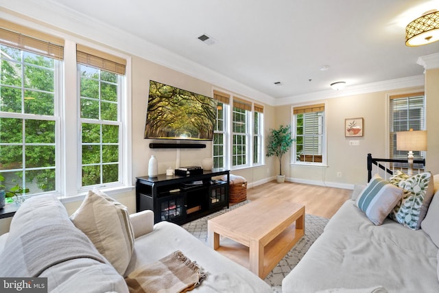 7135 Huntley Creek Pl Unit 55, Alexandria, VA 22306 - living room with baseboards, crown molding, and wood finished floors