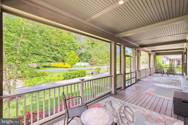 deck featuring covered porch