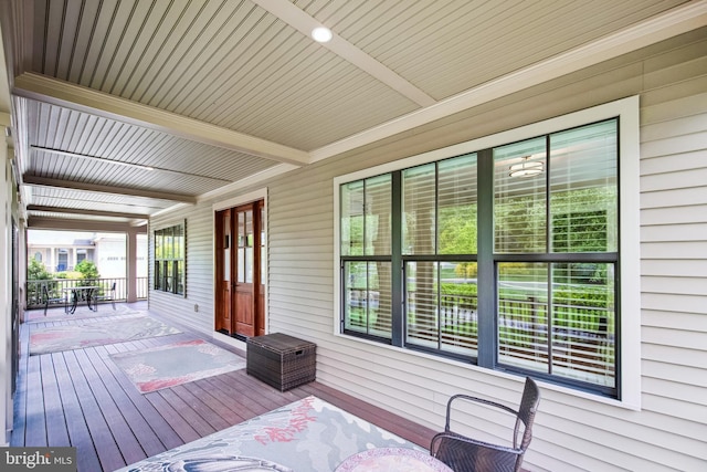 wooden deck with covered porch