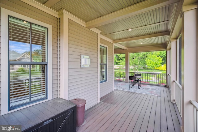 deck with covered porch