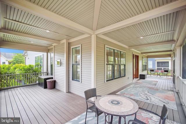 deck with covered porch