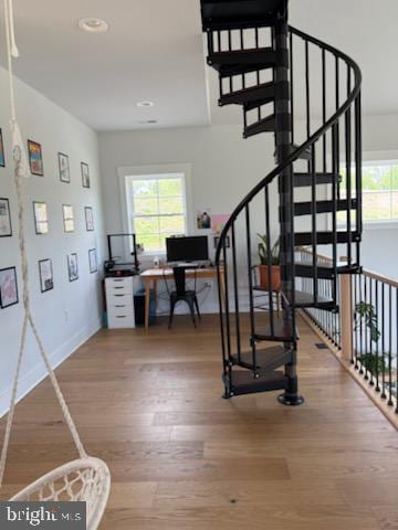 6010 Martinsburg Rd, Berkeley Springs, WV 25411 - home office with wood finished floors, baseboards, and recessed lighting