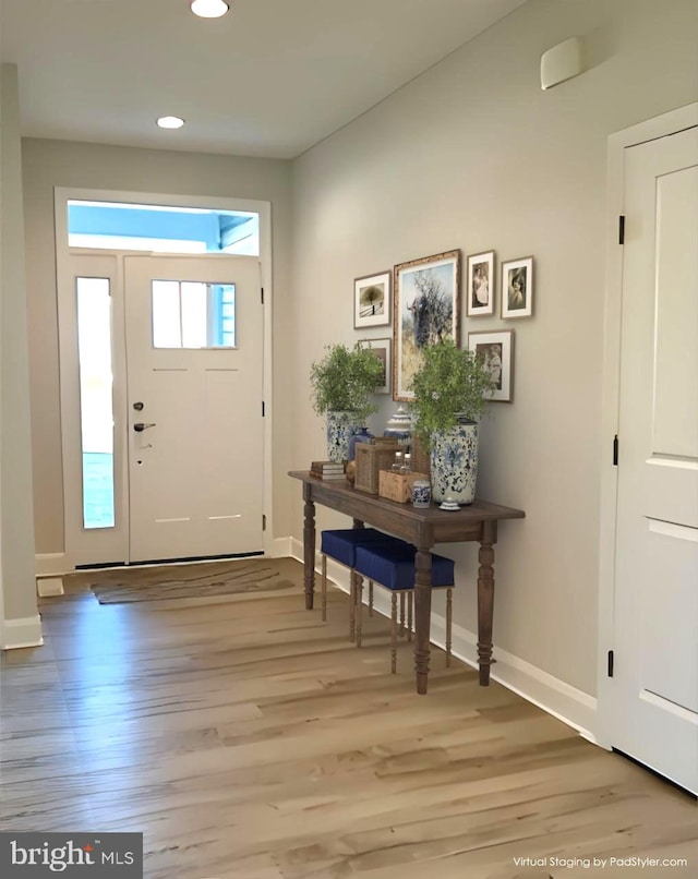 112 Amberfield Ct, Winchester, VA 22602 - entrance foyer with light wood-style floors, baseboards, and recessed lighting