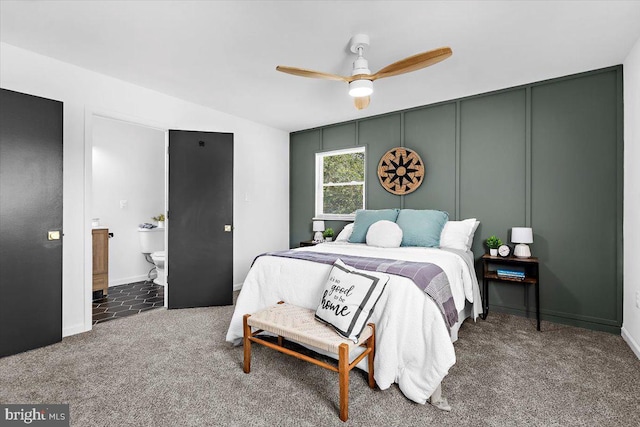 504 Kenora Dr, Millersville, MD 21108 - carpeted bedroom with ensuite bathroom and a ceiling fan
