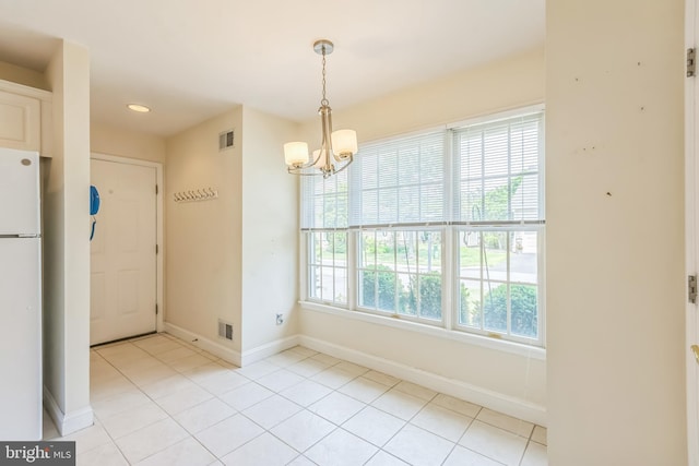 2 Larch Way, Princeton, NJ 08540 - unfurnished dining area featuring a chandelier, light tile patterned floors, and recessed lighting
