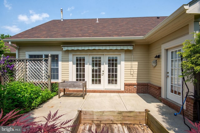 2 Larch Way, Princeton, NJ 08540 - back of property with french doors, roof with shingles, and a patio area