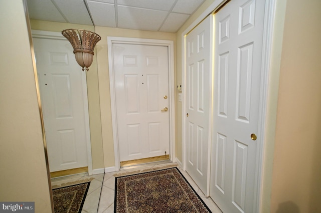 3201 Centennial Sta, Warminster, PA 18974 - entryway featuring light tile patterned floors, a drop ceiling, and baseboards