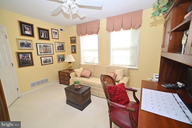 3201 Centennial Sta, Warminster, PA 18974 - living area featuring a ceiling fan, carpet, an office area, and baseboards