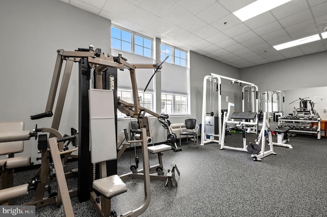 3201 Centennial Sta, Warminster, PA 18974 - workout area with a paneled ceiling and a towering ceiling