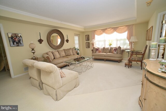 3201 Centennial Sta, Warminster, PA 18974 - living area featuring carpet floors, ornamental molding, and baseboards