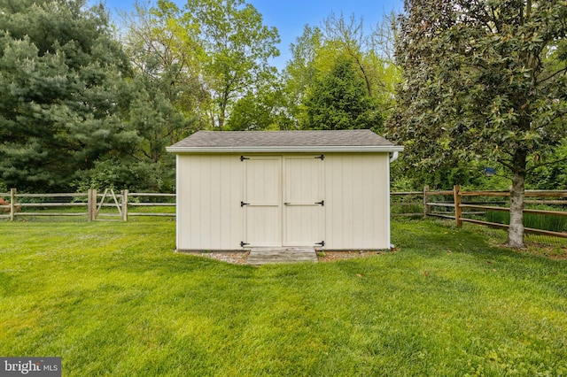 view of shed