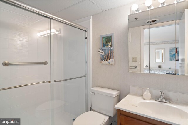6109 Atlantic Ave Unit 201, Ocean City, MD 21842 - full bathroom featuring toilet, a stall shower, and vanity