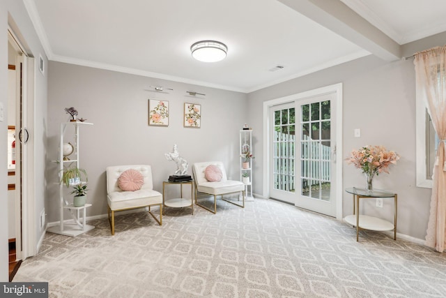 41 Fair Acres Ct, Princeton, NJ 08540 - living area with carpet, crown molding, and baseboards