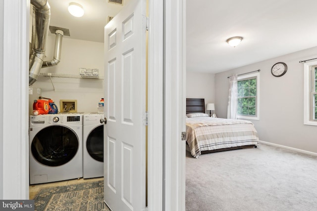 41 Fair Acres Ct, Princeton, NJ 08540 - laundry room featuring washing machine and dryer, carpet floors, and baseboards