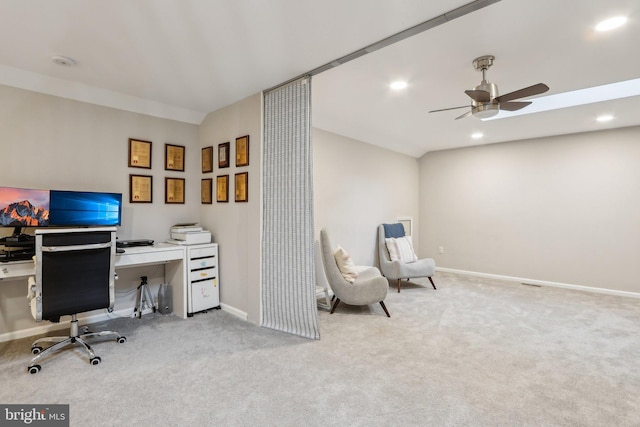 41 Fair Acres Ct, Princeton, NJ 08540 - home office featuring carpet floors, ceiling fan, baseboards, and recessed lighting