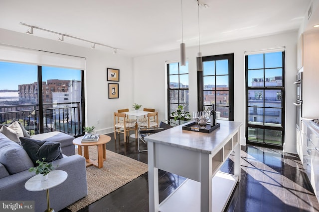 1011 M St NW Unit 903, Washington, DC 20001 - dining area with rail lighting, plenty of natural light, and baseboards