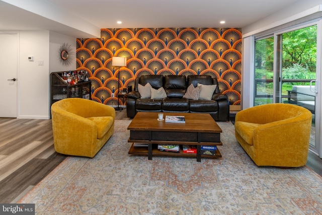 23 Eden Roc, New Hope, PA 18938 - living area featuring recessed lighting and wood finished floors