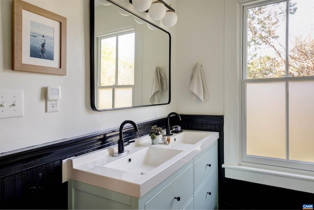 bathroom with double vanity