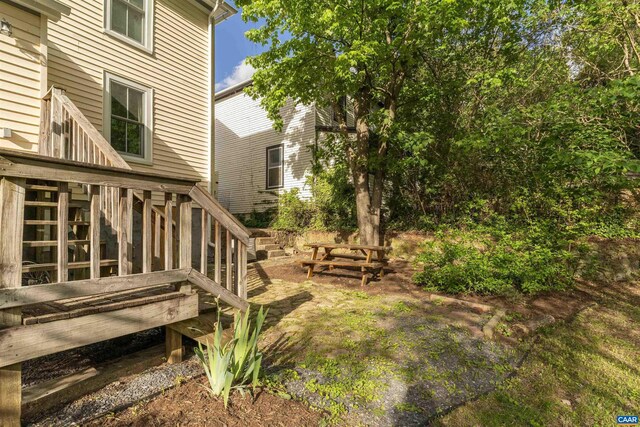 view of yard featuring stairs