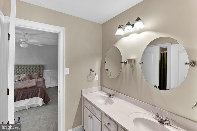 14535 Honeysuckle, Issue, MD 20645 - ensuite bathroom featuring a ceiling fan and double vanity