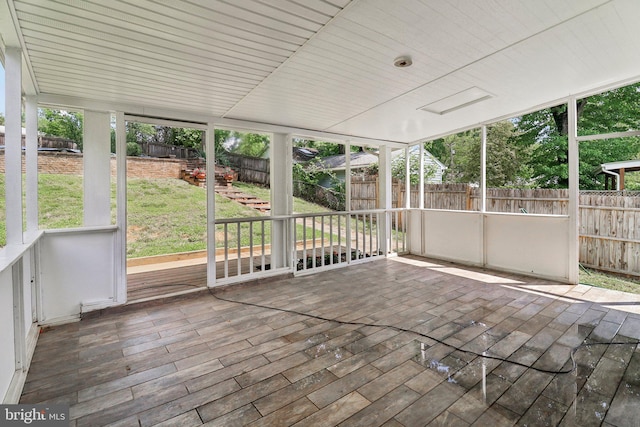 view of unfurnished sunroom