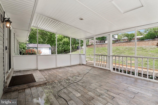 view of unfurnished sunroom