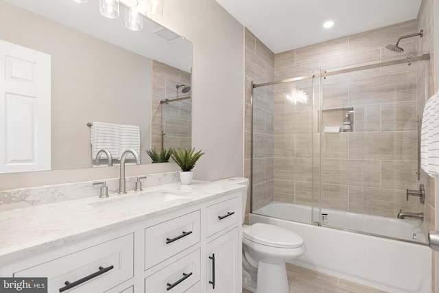 194 Black Cub Run Ln, Harpers Ferry, WV 25425 - bathroom with toilet, combined bath / shower with glass door, vanity, and recessed lighting