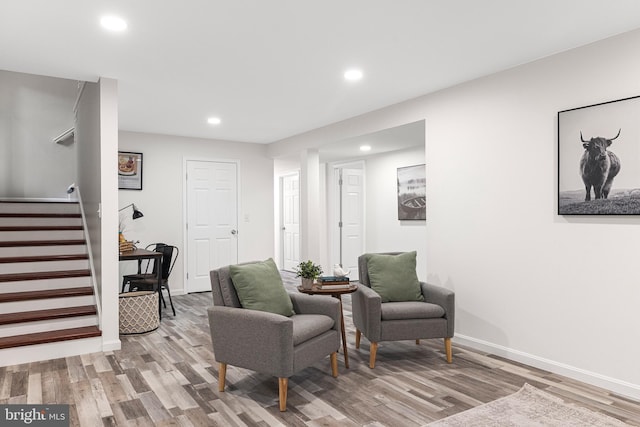 194 Black Cub Run Ln, Harpers Ferry, WV 25425 - living area featuring wood finished floors, recessed lighting, stairs, and baseboards