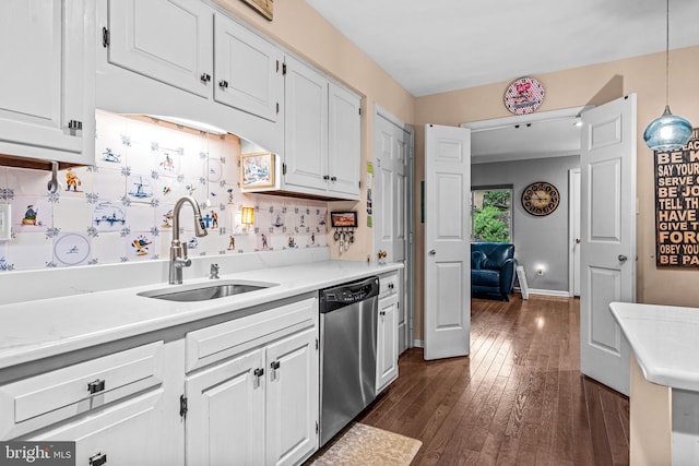 352 Paoli Woods Dr, Paoli, PA 19301 - kitchen with dishwasher, a sink, white cabinets, and light countertops
