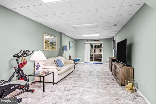 352 Paoli Woods Dr, Paoli, PA 19301 - living area featuring a drop ceiling and baseboards