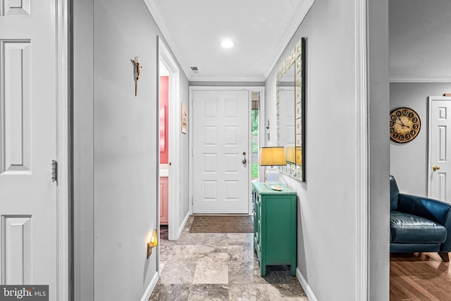 352 Paoli Woods Dr, Paoli, PA 19301 - hallway featuring ornamental molding, baseboards, and recessed lighting