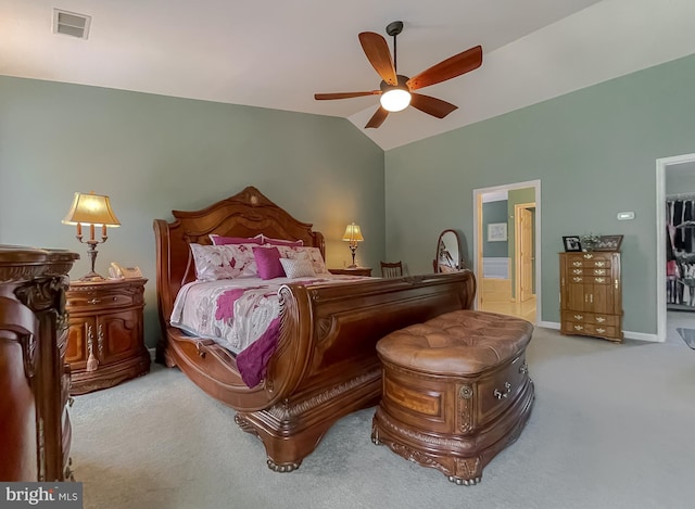 13605 Sugar Mill Ct, Waldorf, MD 20601 - carpeted bedroom with lofted ceiling, connected bathroom, ceiling fan, and a spacious closet