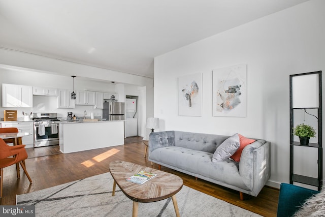 1001 Saint Paul St Unit 9F, Baltimore, MD 21202 - living room with dark wood-style floors