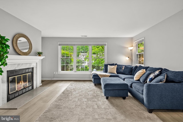 2224 Springwood Dr Unit 102A, Reston, VA 20191 - living area featuring wood finished floors, a high end fireplace, and baseboards