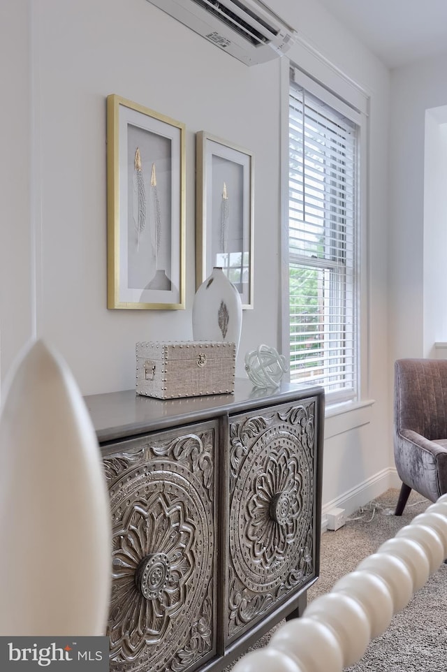 sitting room featuring baseboards and carpet floors